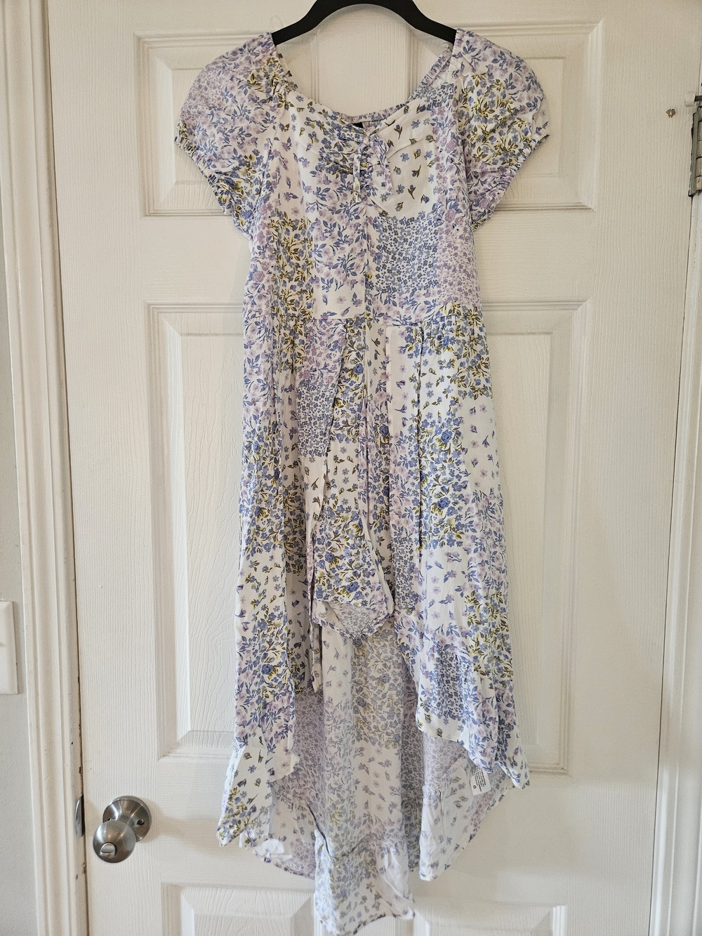 art class Lavender and Cream Floral Patchwork Hi-Low Dress
